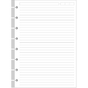 Junior Size Lined Refill Paper, 8-Disc Discbound Ruled Filler Paper, 100Sheets / 200Pages Loose-Leaf Paper, 100gsm, White, 5.8" x 8.3"