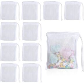 10PCS Aquarium Filter Media Bags for Activated Carbon, 4" X 3.5" Mesh Filter Bags for Aquarium, Carbon Filters Bag for Aquariums, High Flow Aquariums Mesh Media Filters Bag