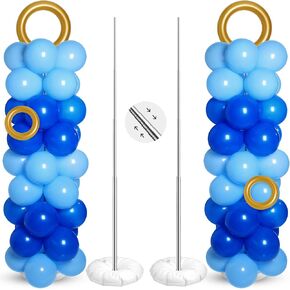 Civaner 2 Sets Cartoon Hedgehog Theme Balloon Column Stand Kit 100 Pcs Adjustable Blue Balloon Tower Pillar with 4 Pcs Gold Circle for Carnival Circus Theme Birthday Party Decorations
