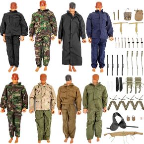 SIXPOINTS 50 Pieces 1/6 Scale Camo Military Clothes & Pants &Bag Accessories Fit for 12" GI Joe Ultimate Soldier Male Military Action Figure Body