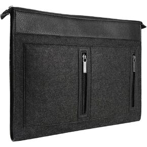10-12 Inch Leather Woolen Felt Laptop Sleeve Bag Compatible with iPad Pro 11/ iPad Air 11 10.9 inch, iPad Pro 10.5, iPad 9.7