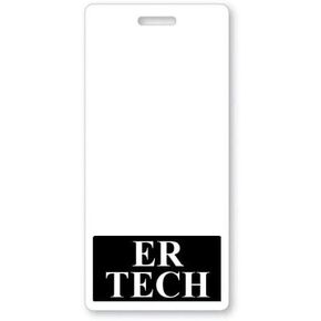 ER TECH Badge Buddy - Heavy Duty Vertical Badge Buddies for Emergency Room Technicians - Spill & Tear Proof Cards - 2 Sided USA Printed Quick Role Identifier ID Tag Backer by Specialist ID