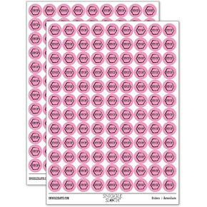 Stop Sign Sketch 200+ Round Stickers - Matte Finish - 0.50" Size - Red
