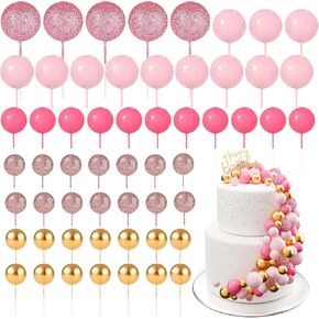 60Pcs Glitter Cake Balls Decorations Foam Cake Topper Balls Mini Balloon Cupcake Toppers for Cake Decorating Birthday Baby Shower Party (Glitter Pink Series) in Kuwait
