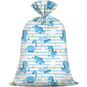 KIDAJOY Extra Large Dinosaur Baby Shower Plastic Gift Bags Boys Jumbo Blue Dinosaur Present Gift Bag Dino-Themed Newborn Party Favors Supplies Decorations 56 * 36 Inch