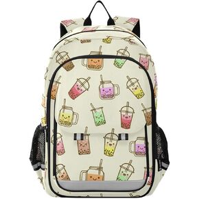 Bubble Milk Tea Funny Backpack Girls Boys Elementary School Bags Bookbags Laptop Backpack Travel Daypack Safe Reflective Stripes