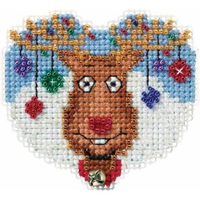 Reindeer Games Beaded Counted Cross Stitch Christmas Ornament Kit Mill Hill 2016 Winter Holiday MH181631