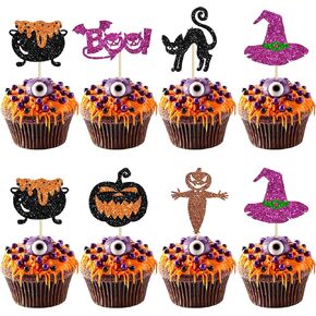 24Pcs Halloween Spooky One Cupcake Toppers Pink Bat Boo Girl First Birthday Cupcake Picks for Halloween Theme Girl Kids First Birthday Party Decorations Supplies