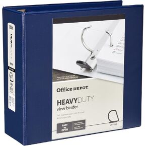 Office Depot® Brand Heavy-Duty View Binder, 4" Rings, 54% Recycled, Navy