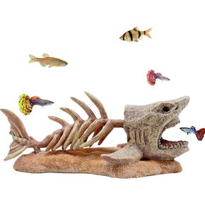 Aquarium Fish Bone Skull Decor, Resin Dunkleosteus Shape Fishbone Statue Table Ornaments, Funny Fish Skeleton Hideout Playground Hide Caves for Terrarium Lizards Spider Geckos Small Fishes Shrimp