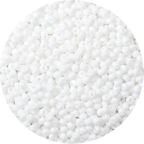 5000pcs Glass Seed Beads Bulk,3mm 8/0 Craft Seed Beads Small Pony Beads for DIY Craft Projects Bracelets Necklace Jewelry Making - White Waist Beads Spacer Beads with Tweezers