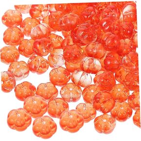 100pcs Pumpkin Beads Beaded Garland Czech Glass Beads Orange Pumpkins Spacer Beads Jack o Lantern Beads Hollyween Grimace Beads DIY Bead Loose Beads for Craft DIY Accessory Jewelry