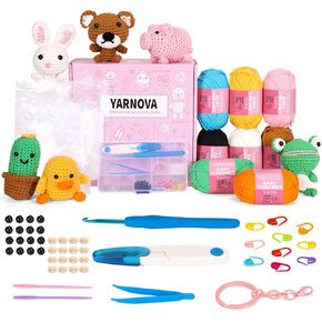 YARNOVA Crochet kit for Beginners, Includes Crochet Hooks, Crochet Accessories, Yarn for Crocheting, Needles. You can DlY Positive Potato and Crochet Animals.Also as a Gifts for Women or Man.