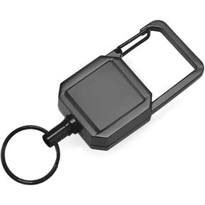 Pack of 2 Retractable Reel Keychain, Carabiner, ID Holder, Black