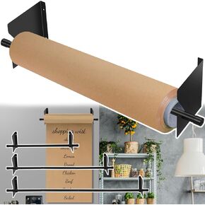 Heavy Duty Paper Roll Holder Adjustable Wall Mount Roll Rack Holder Butcher Paper Dispenser Vinyl, Label, Pig Mat Rolls Holder for Various Tubular Roll Materials 60-Inch Length Adjustable (28"-60")
