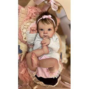 RXDOLL Cute Reborn Baby Dolls Silicone Full Body Girl 18 inch Realistic Newborn Baby Girl Real Life Silicone Babies Anatomically Correct Bath Doll Toys for Girls 3+
