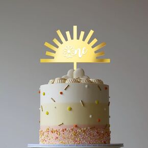One Cake Topper First Trip Around the Sun Cake Topper 1st Birthday Party Cake Decoration for Baby Boys and Girls (Wood-Design 02)