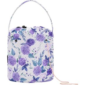 Tatenale Crochet Bag Yarn Bag Knitting Project Bag with Pockets and Handle Portable Yarn Storage Organizer Tangle Free 8.3x11 Inch Cat Back