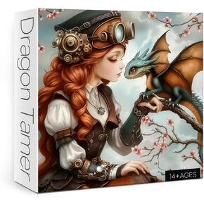 Magic Woman Dragon Puzzles for Adults 1000 Pieces, Fantasy Vintage Flower Jigsaw Puzzle, Impossible Difficult Art Puzzles