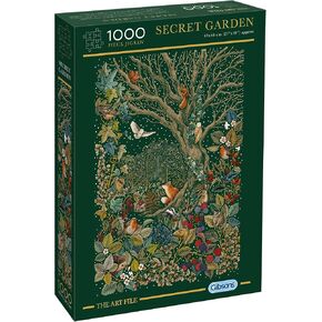 Gibsons The Art File Secret Garden 1000 Piece Jigsaw Puzzle | Made in America | Beautiful Animal Forest Garden Artwork | Sustainable Puzzle for Adults