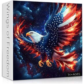 American Flag Eagle Puzzles for Adults 1000 Pieces, USA Patriotic Faith Country Jigsaw Puzzle, United States Bird Puzzles Bald Eagle
