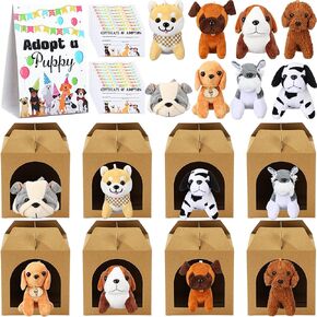 HyDren 73 Pcs Adopt a Puppy Party Favors 4. 72 Inches Plush Dog Bulk 24 Stuffed Animals 24 Gift Boxes 24 Adoption Cards with Standing Sign Cute Plush Toys for Adopt a Pet Birthday Party Favors