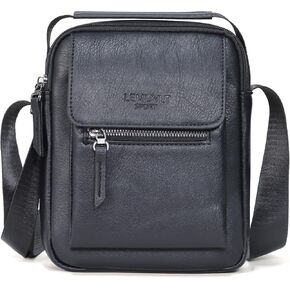 حقيبة Lemuvlt متوسطة الحجم عبر الجسم للرجال حقيبة كتف للرجال محفظة جلدية حقيبة ساعي البريد هدية (أسود) in Kuwait