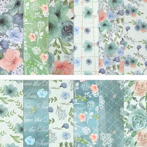 24 Sheets Blue Chinoiserie Pattern Scrapbook Paper, 11.8x11.8 Inch Double-Sided Print Decorative Craft Paper, Scrapbook Specialty Papers for Card Making Photo Album Decor