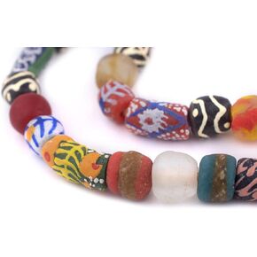 TheBeadChest Painted African Krobo Beads - Full Strand of Ghanaian Tribal Glass Beads for Necklace or Jewelry Making (House Medley)