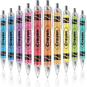 30 Pcs Teachers Pens Bulk Teacher Appreciation Gifts Cute Glitter Crayon Retractable Writing Ballpoint Pens for Back to School Nurse Coworker Staff Office Writing Stationary Supply
