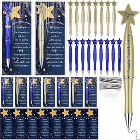 Twinkle Little Star Baby Shower Pen Favors for Guests Includes Little Star Ballpoint Pens and Thank You Cards Game Prizes Souvenirs Gifts for Gender Reveal Party(60 Sets)