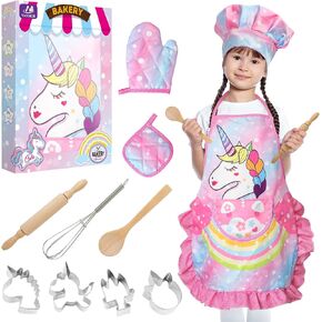 Vanmor Kids Basic Cooking and Baking Sets, 26 Pcs Kids Baking Sets with Kids Chef Hat and Apron for Girls Boys Toddler Dress Up Chef Costume Career Role-Playing Toys for 3456 Years Old Girl Boys Gifts