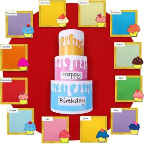116 Pcs 3D Birthday Chart for Classroom 3D Happy Birthday Poster Calendar Wall Reusable Class Bulletin Board Decoration for Back to School Teaching Supplies