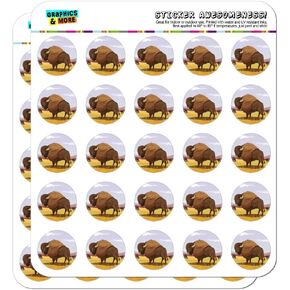 American Bison Buffalo Herd on The Plains 1" Planner Calendar Scrapbooking Crafting Opaque Stickers