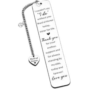 Maid of Honor Gifts Bookmark, Maid of Honor Proposal Gifts, Bridesmaid Proposal Gifts, Bachelorette Party Wedding Gifts for Maid of Honor,Bridesmaid Gifts from Bride, Friends Sisters Book Lovers Gifts