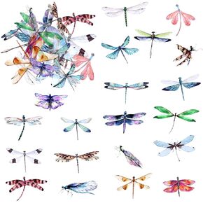 40 Sheets PET Dragonfly Sticker Transparent Decorative Stickers Decal Fly Bird Stickers Nature Decals Vintage Journaling Sticker Supplies for Scrapbook Notebook Water Bottle Card DIY Decoration