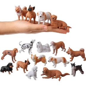 Dog Figures for Kids, 12pcs Plastic Realistic Puppy Figurines, Small Dog Cake Topper, Learning Educational Toys for Christmas Birthday Gift