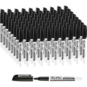Volcanics Black Chisel Tip Whiteboard Markers 80 Pack, Dry Erase Markers Bulk for White Board, School, Office, Classroom, Low Odor, Bold Black Ink, Large Quantity for Teachers and Businesses