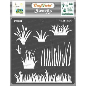 CrafTreat Reusable Grass Stencils - 6x6 Inches - DIY Art and Craft Stencils
