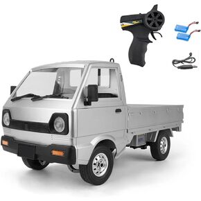 WPL D12 RC Kei Truck, 1:10 Scale Remote Control Drift Car, 2.4GHz All Terrain Off Road Pickup Truck Crawler with Brushed Motor, LED Headlights, 2 Batteries RTR for Adults (Blue)