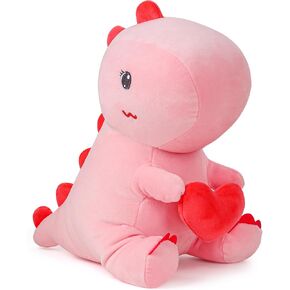 Pink Dinosaur Plush Toy 12 Inch Dinosaur Stuffed Animal Cute Dino Plush with Love Heart