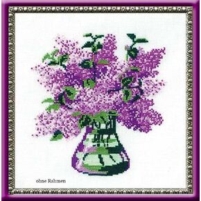 RIOLIS - Bunch of Lilacs 603, Floral Cross Stitch Kits 7¾"x7¾, Cross Stitch Kits for Beginners & Advanced, Crossstitching Kits Adult, Counted Stitching Kits, Flowers Embroidery Kit