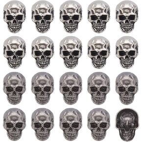 Arricraft 20 Pcs Skull Alloy Buttons, Metal Skeleton Buttons Halloween Skull Shape Buttons with Holes, for Accessorize Shirt Jacket Costume