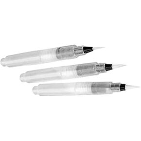 3 Pcs Water Coloring Brush Pens, Water Soluble Pencil, Aqua Pen Brush for Watercolor Painting, Markers, Solid Colors or Powdered Pigment, Paintbrush Sets (White 12cm)