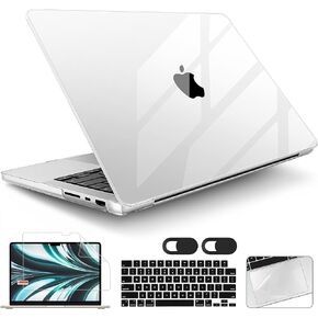 for MacBook Pro 14 Inch 2024 2023 2022 2021 Release M4 A3112 A3401 A3185 M3 A2918 A2992 M2 A2779 M1 A2442 Pro/Max Chip, Plastic Hard Shell Case with Keyboard Cover, Haze Blue