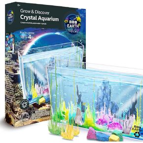BBC Earth Grow & Discover Crystal Aquarium, Grow Colorful Cave-Like Crystal Formations Inside Reusable Tank, Magic Rocks, STEM Toys, Unique Crystal Growing kit, Science Experiments for Kids 6-8
