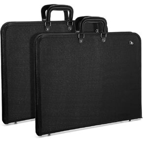 2 Pack 19" x 14" Art Portfolio Tote Bag with Zipper Art Portfolio Case Black Carrying Storage Case Poster Storage Bag For Poster, Scrapbook, Keepsake, Bulletin Board, Sketching and Drawing