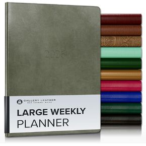 معرض Leather Pocket Weekly Monthly Planner 2026 ، مخطط التقويم المربوطة بأناقة ودفتر ملاحظات مع حواف صفحات ذهبية أنيقة ، 12 شهرًا - Acadia Cynangea - 6 × 3.25 " in Kuwait