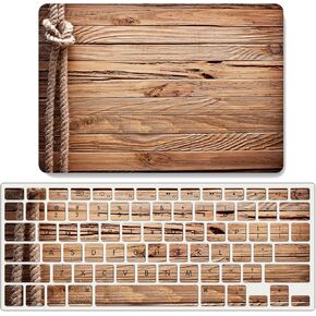 IVY Wood Series Set Folio Hard Case for MacBook Pro (13-inch with M1/M2,2016-2022, Thunderbolt 3 Ports, Models: A2338/A2289/A2251/A2159/A1706/A1708/A1989) with Keyboard Cover - I