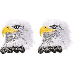 2 Pcs Eagle Face Sew on or Iron on Embroidery Patches for Jeans, Shirts, Hoodies, Blouses, Bags, caps, Backpacks, Purses.